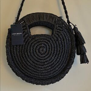 NWT LUCKY BRAND Straw Tassel Crossbody Clutch Bag